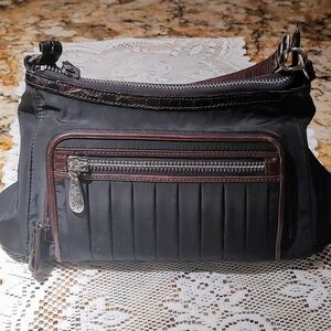 Brighton bag. 12x7", black w faux leather accents. Very clean pre-owned cond.